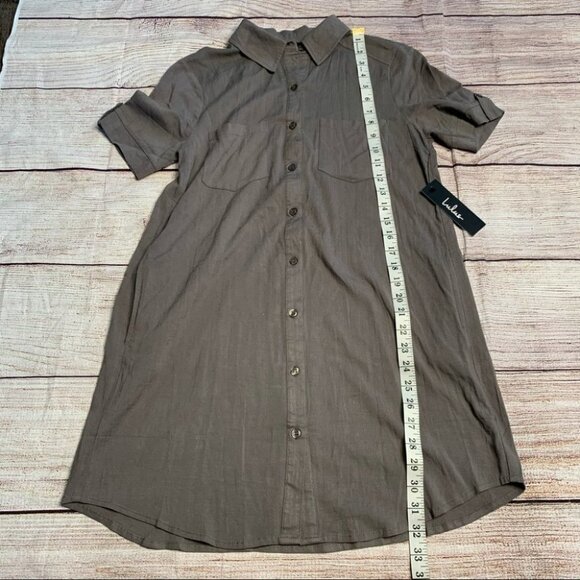 NEW lulu’s Green Button Up Dress Size Small - Picture 9 of 10
